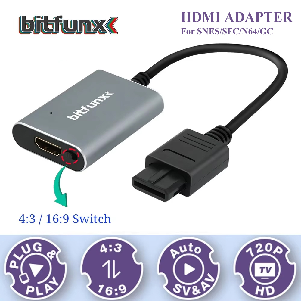Retro Gaming Kiosk - Bitfunx 720P Svideo/AV naar HDMI Adapter